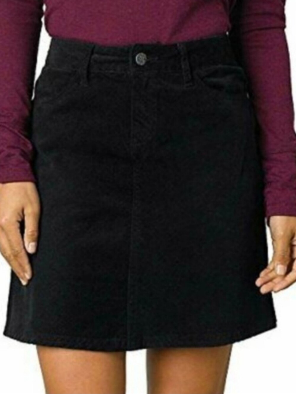 Prana Trista Corderoy Skirt Organic Cotton Black A-line Women's Size 10